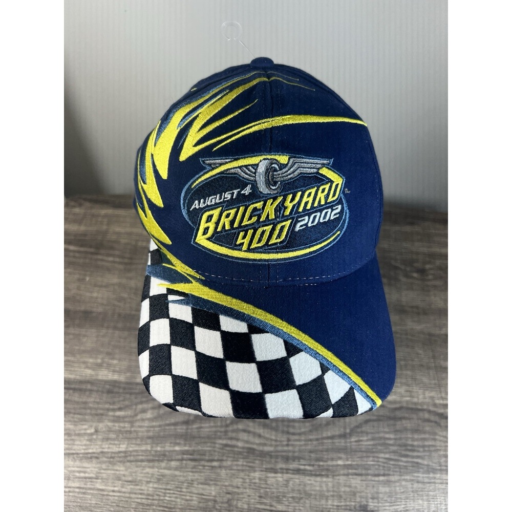 Vintage 2002 Brickyard 400 Chase Authentics Nascar Checkered Bill Strap Hat